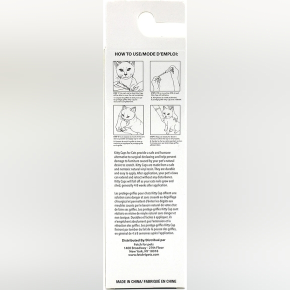 Kitty Caps Nail Caps for Cats, Medium (9-13 lbs), White w Orange & Clear w blue - Picture 2 of 2